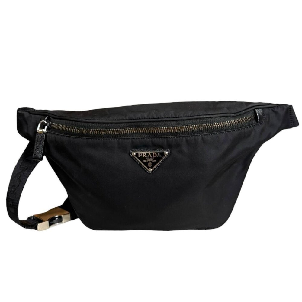 Prada Saffiano Leather Belt Bag Body Black